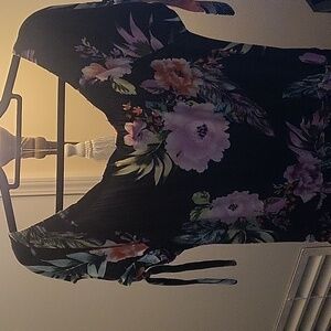 Floral Print Dress with Tie Sleeves